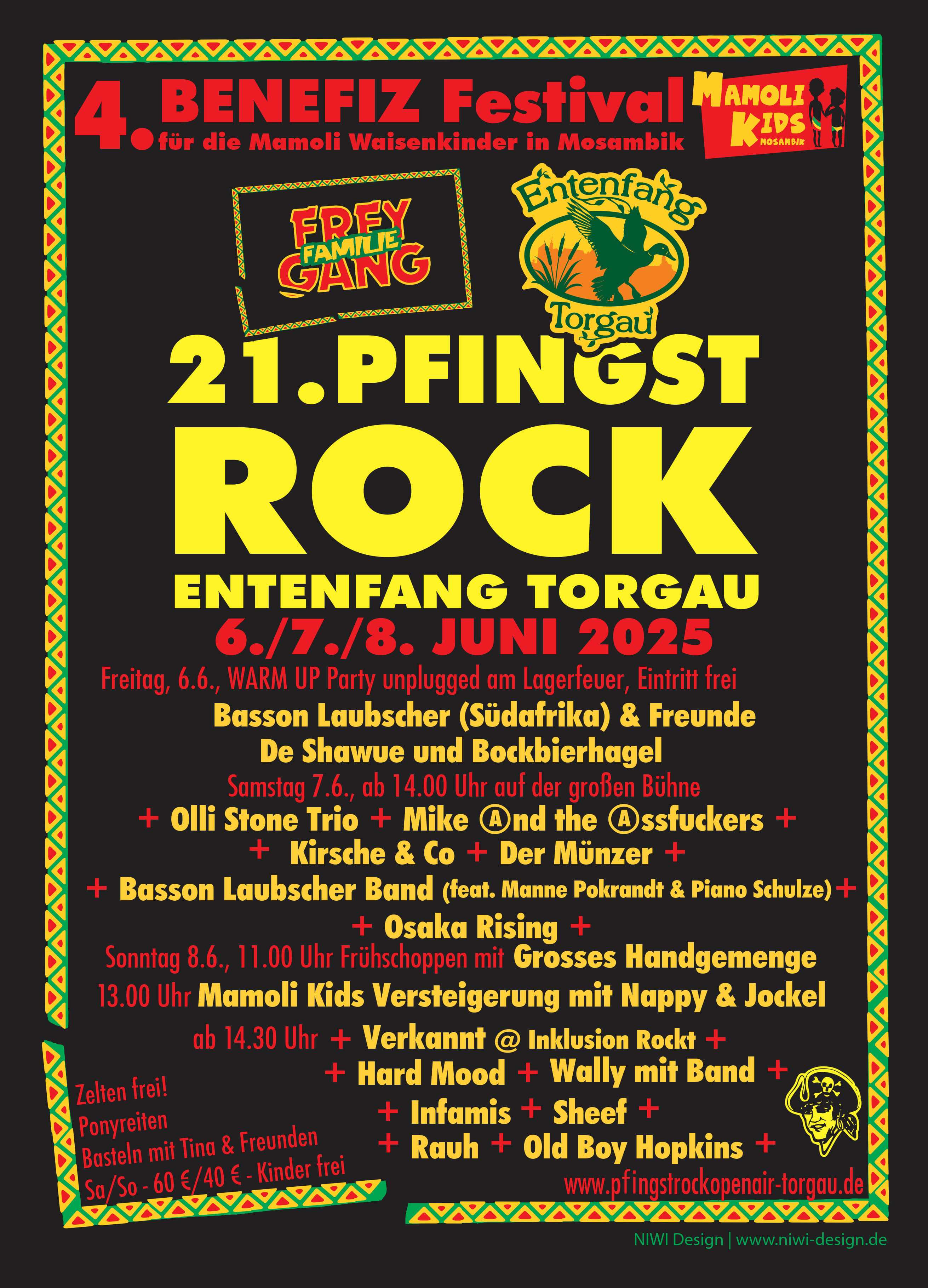 ENTENFANG TORGAU 21.PFINGST ROCK BENEFIZ Festival
für die Mamoli Waisenkinder in Mosambik